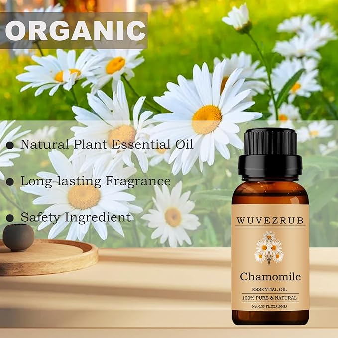 Chamomile Essential Oil 10ML - 100% Pure and Natural for Aromatherapy Diffuser - 0.33 Fl Oz WUVEZRUB