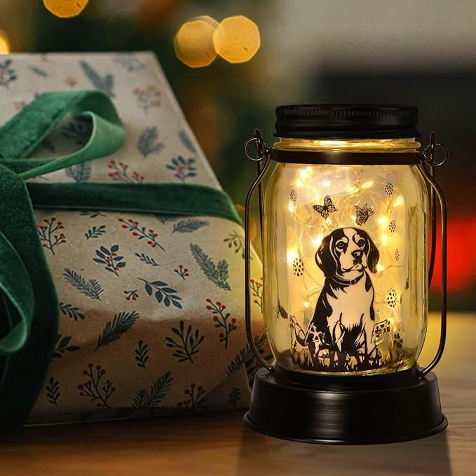 Beagle Gifts for Women/Men Beagle Solar Lanterns Dog Mom Birthday Dog Lovers Lantern Pet Loss Pet Memorial Lights Solar Garden Decoration Outside for Yard, Patio,Backyard,Porch - Bloomnest