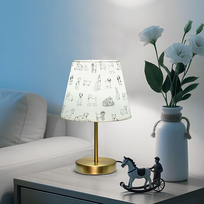Doodle Puppy Dog Dimmable Table Lamp Night Light Bedroom Lamps for Nightstand Living Room Dorm Home Office Desk, LED Bulb Included, S - Bloomnest