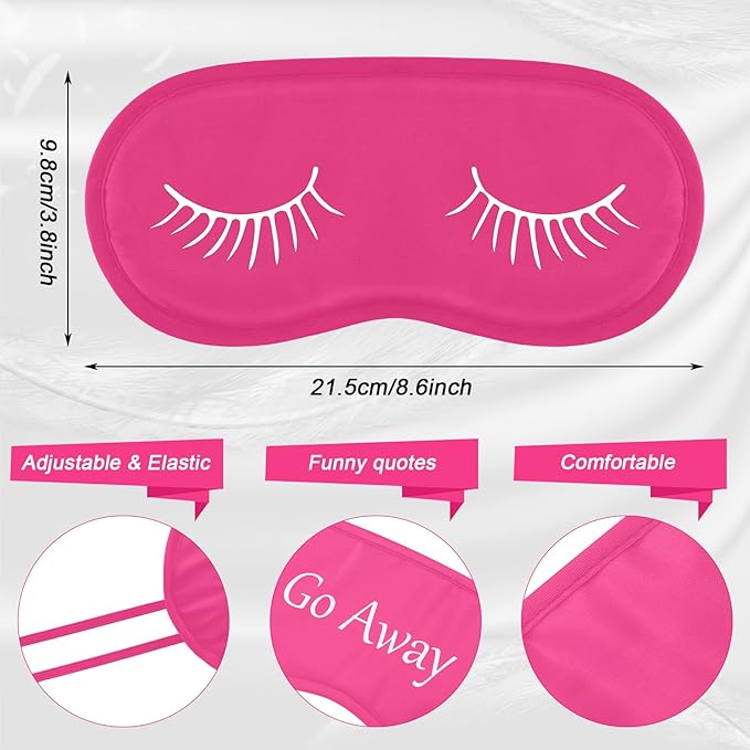Eurzom 20 Pieces Funny Eye Sleeping Mask Bulk with Adjustable Strap Blackout Eye Sleep Mask for Night Blindfold Cover for Women Men(Rose Red) - Bloomnest