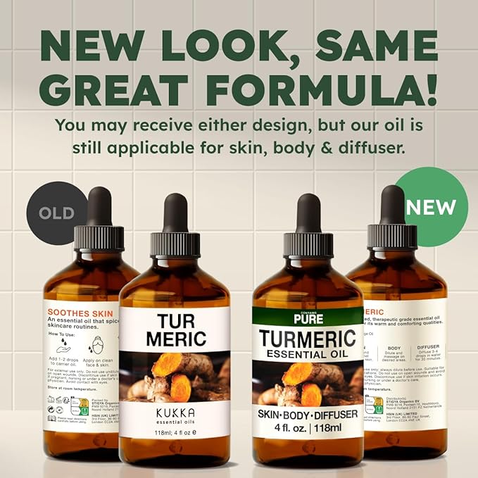 KUKKA Turmeric Oil for Skin - 4 Fl Oz - for Hair, Skin, Diffuser, Aromatherapy & DIY Soap Making Scent - Bloomnest