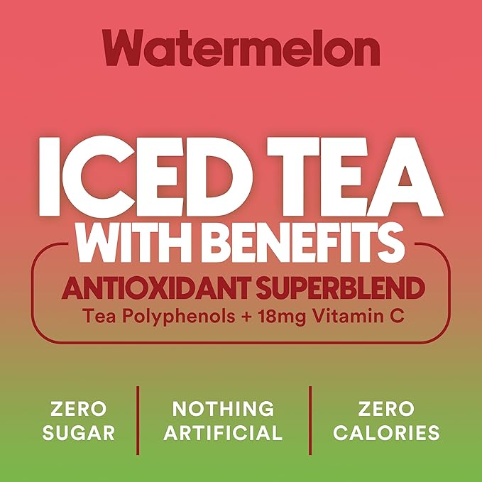 Ryl Iced Tea, Watermelon, Antioxidant Superblend, Zero Sugar, Low Carb, Zero Calorie Iced Tea, 16.0 Fl Oz (12-Pack) - Bloomnest