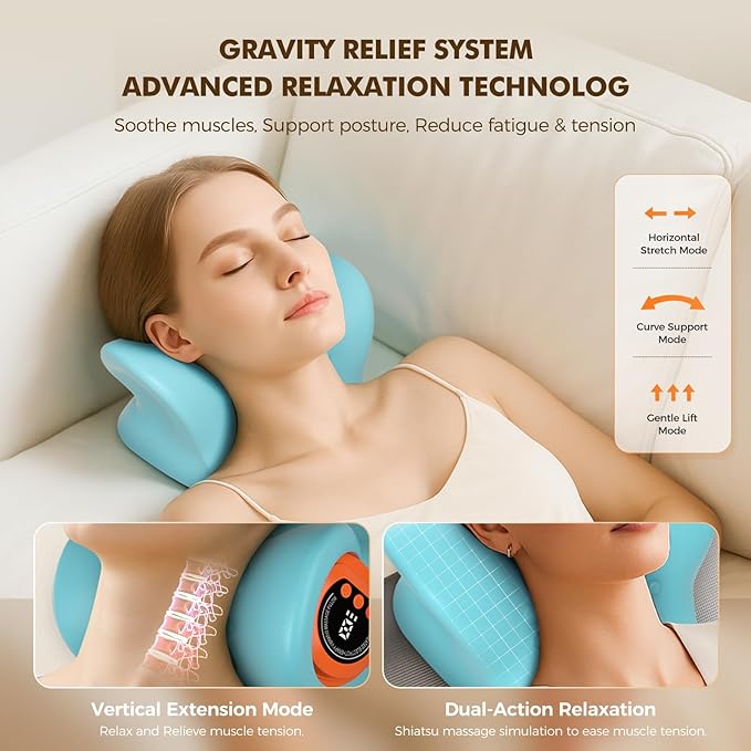 Neck Massager 2026 New Upgrade 3 in 1 Portable Massager with Heat &Comfortable Stretching–Adjustable Intensity for Neck & Shoulder Relaxation at Home,Office,Travel HarrFlow
