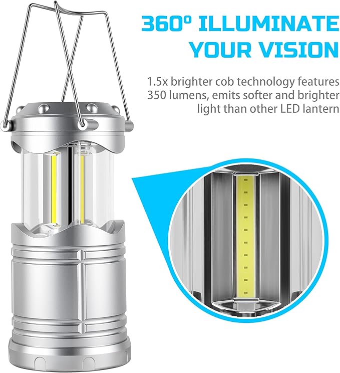 Lichamp LED Camping Lantern, 4 Pack Battery Powered Flashlight for Power Outages, Portable Collapsible Hanging Light Essential for Home, Outdoor, Emergency Lamp Survival Kit Gear for Hurricane, B4SL - Bloomnest