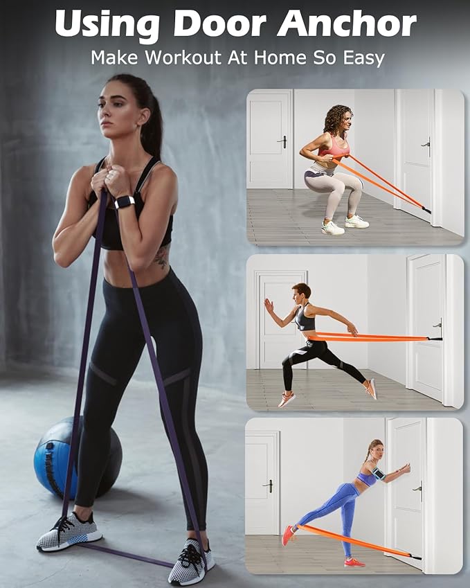 Zacro Resistance Bands, 6 Resistance Levels Pull Up Assistance Bands, Exercise Bands for Men&Women, Heavy Duty Resistance Band Set with Door Anchor, for Working Out, Muscle Training, Physical Therapy - Bloomnest
