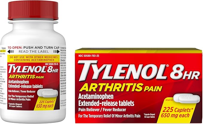 Tylenol Acetaminophen 650mg Extended Release Caplets, 8 Hour Arthritis Pain Relief, Joint Pain Reliever, Fever Reducer, Fast & Long-Lasting Relief, Oral Medicine for Minor Aches, 225 Count - Bloomnest