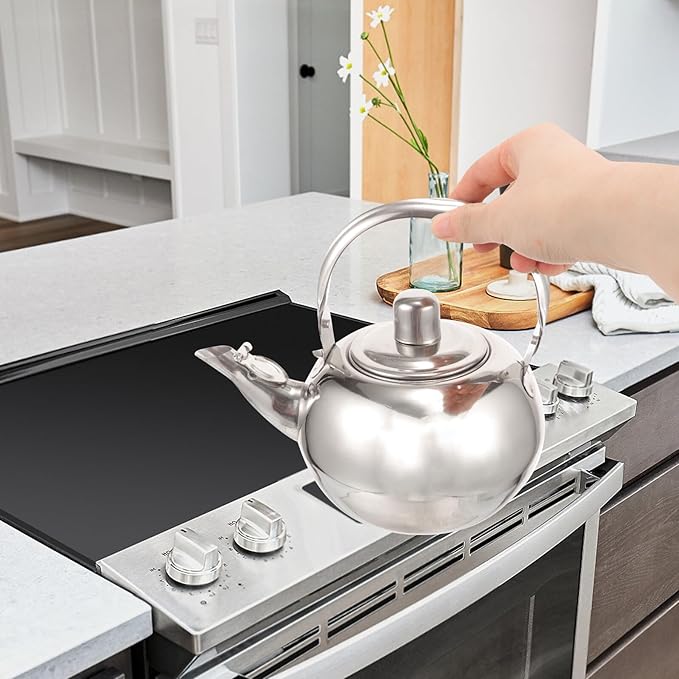 Thickened Stainless Steel Tea Pot with Strainer Infuser Small Portable Kettle for Home Brewing Loose Leaf Flower and Fruit Tea Steeping Easy to Clean and Store