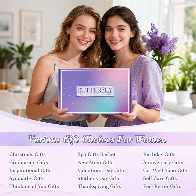 Birthday Gifts for Women Self Care Gifts Get Well Soon Gifts, Valentine's Day Gift Lavender Relaxing Spa Gift Basket Care Package, Gifts Box Thank You Gift for Mom Wife Girlfriend Friends Sisters - Bloomnest