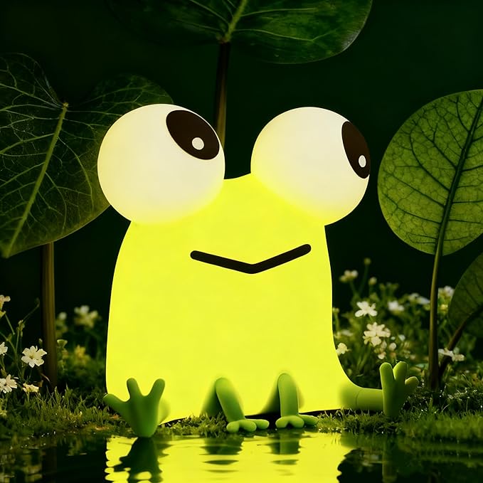 Frog Cute Night Light, Big Eyes Frog Gifts Kids Lamp, Squishy Rechargeable Dimmable Bedside Nightlight, Silicone LED Funny Light Up Animal, Boy Girls Baby Nursery College Dorm Décor - Bloomnest