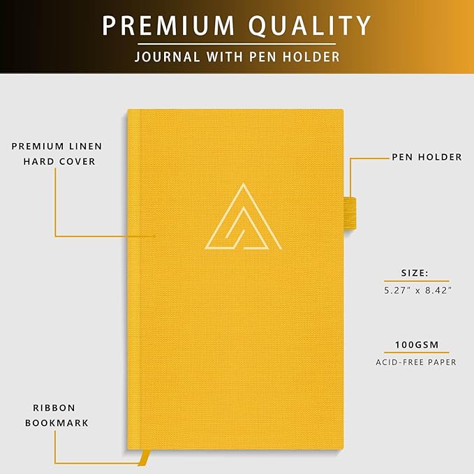 Self-Mastery Journal for Men - Gratitude and Productivity Journal for More Happiness, Positivity, Growth, Mindfulness, Self Care and Reflection - Guided Inspirational Journals for Men (Yellow) Draphy