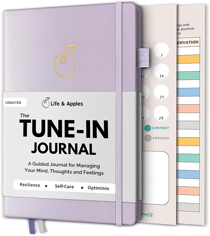 Life & Apples Journal for Women – Guided Mindfulness Journaling Notebook with prompts - for Improved Mental Health, Less Anxiety & Stress, More Positivity & Resilience – A5 Tune-in Lavender