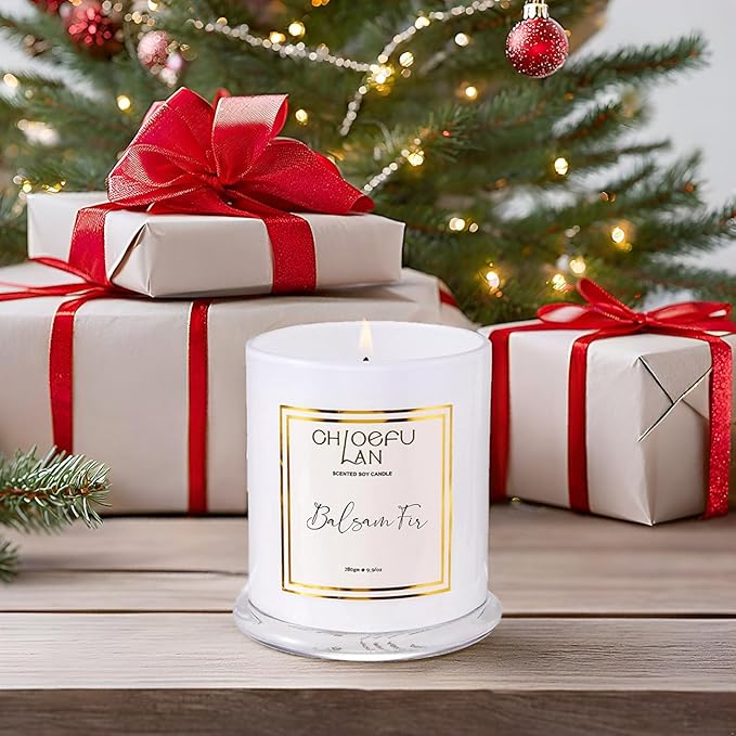 Chloefu LAN Balsam Fir Scented Candle, Holiday Candles for Home Scented with Notes of Cedarwood, Oak, Moss & Fir, Christmas Decor, Christmas Gifts for Women & Men, Winter Candles, 70 Hours 10 oz - Bloomnest