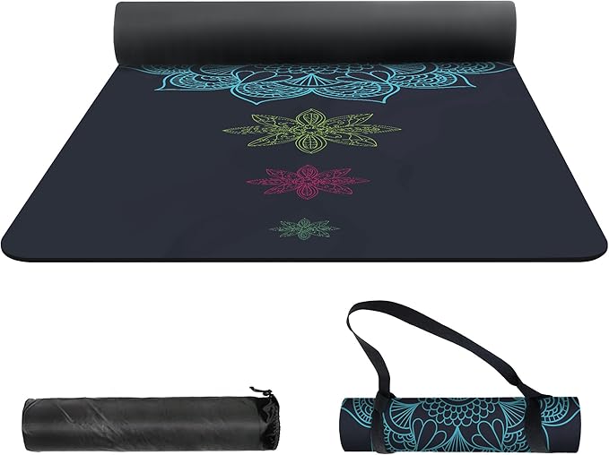 nuveti Yoga Mat Print Extra Thick TPE Non Slip Fitness Exercise Mat with Carrying Bag,72"x24" Extra Thick 6MM Exercise & Workout Mat for Yoga, Pilates Fitness and Floor Exercises - Bloomnest