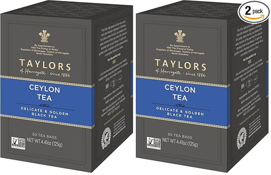 Taylors of Harrogate Pure Ceylon, 50 Teabags (Pack of 2) - Bloomnest