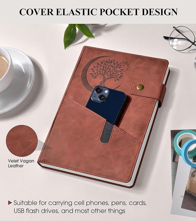 365 Page Thick Lined Journal Notebook for Men Women, A4 Large Leather Journals for Writing, Hardcover Notebooks for Work, School, Note Taking, Business, Travel Diary, College Ruled 8.5" x 11" - Bloomnest