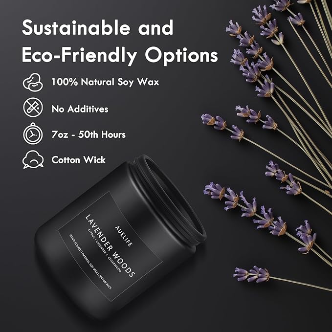 Scented Candles for Men | Lavender & Wood Candle - Candle for Men, Manly Candles for Home Scented, Man Gifts for Him/Friend, 7oz Black Jar - Bloomnest