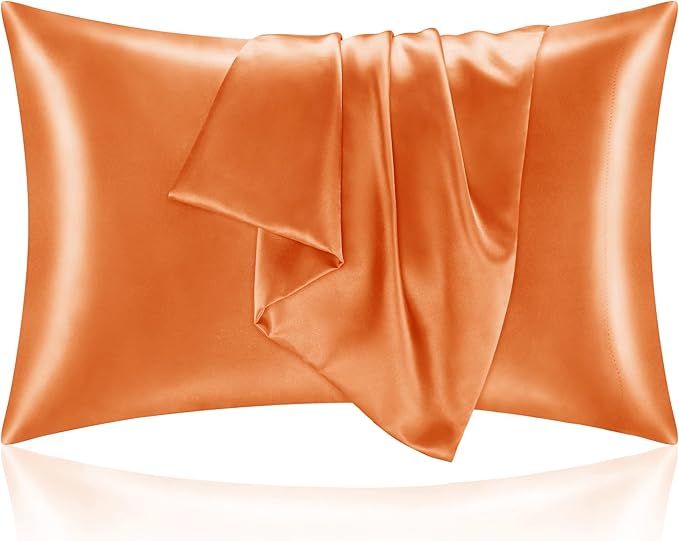 BEDELITE Satin Pillowcase for Hair and Skin, Super Soft and Cooling Similar to Silk Pillow Cases 2 Pack with Envelope Closure, Gift for Women Men(20"x26" Standard Size, Burnt Orange) - Bloomnest
