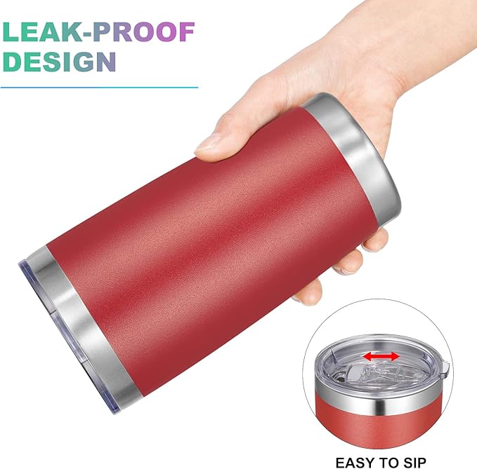 VEGOND 20oz Tumbler with Lid and Straw Stainless Steel Tumbler Cup Bulk Vacuum Insulated Double Wall Travel Coffee Mug Powder Coated Coffee Cup(Powder Red 12 Pack - Bloomnest