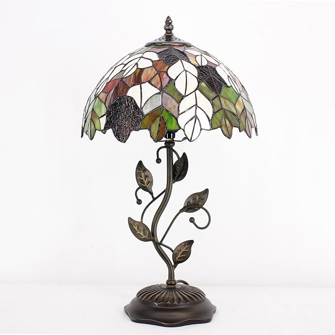Tiffany Lamp Table Lamp Stained Glass Desk Lamps 12X12X19 Inches Reading Light Decor Bedroom Living Room (Maple Leaf Style) - Bloomnest