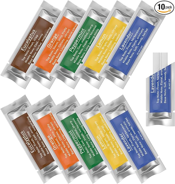 10 Bags Fragranced Car Diffuser Refills for RoyAroma Cars Diffusers Vent Clips, Refillable Car Air Fresheners Scents Diffuser Perfume Essential Oil sticks- Lavender,Lemon,Peppermint,Orange,Eucalyptus - Bloomnest
