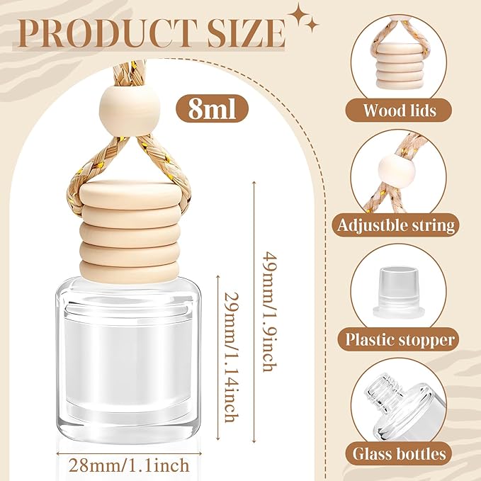 AROIC 6 Pack Car Air Freshener, Mahogany Premium Woody Car Air Freshener Diffuser Fragrance, Hanging Essential Oil Diffuser for Auto Interior Decor, Long Lasting Natural Scent Car Accessories Unisex - Bloomnest