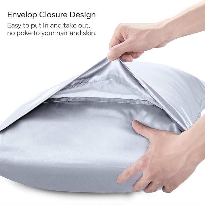 BEDELITE Satin Body Pillow Cover 2 Pack, Super Soft and Cooling Body Pillow Pillowcase for Hair and Skin, Breathable Silky Full Long Pillowcase Cover(20"x54", Evening Haze) - Bloomnest