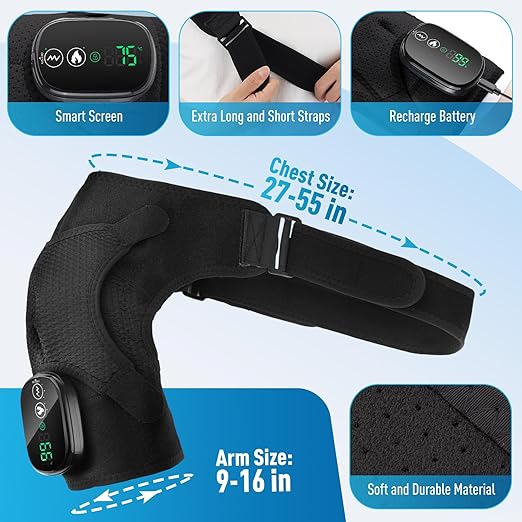 Heating Pad for Shoulder, Eligible Heated Shoulder Wrap with Massage for Men & Women,Heated Shoulder Brace with Vibration for Rotator Cuff Relief - Bloomnest