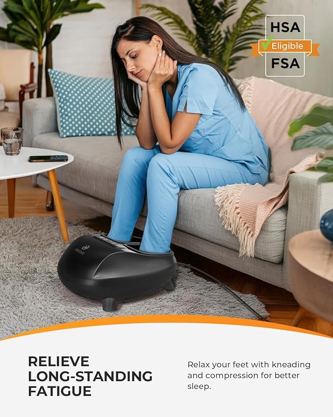 CooCoCo Foot Massager with Heat, Shiatsu Foot Massage Machine with Base, ABS Feet Massager for Plantar Fasciitis, Compression, Auto-Off Timer, FSA Eligible Foot Warmer, Remote Control - Bloomnest