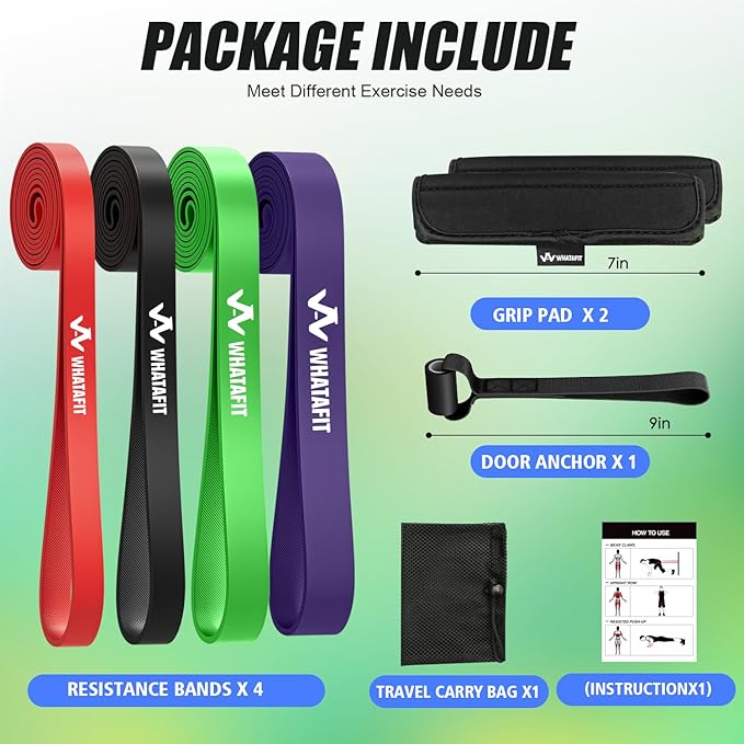 WHATAFIT Resistance Bands, Pull Up Assistance Bands, Exercise Bands, Workout Bands Set for Men and Women Home Fitness, Body Stretching, Strength Training, Physical Therapy - Bloomnest