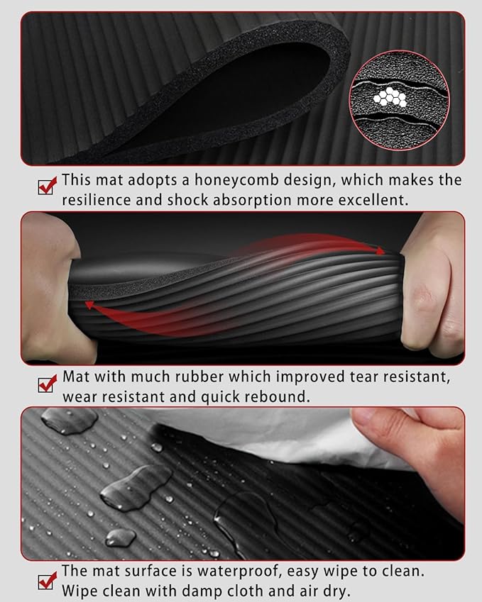 Yoga Mat Thick Wide Yoga Mats for Women Men Large Exercise Mat 78"x35" 1/2 Inch Workout Mat for Home Gym, with Carrying Yoga Bag