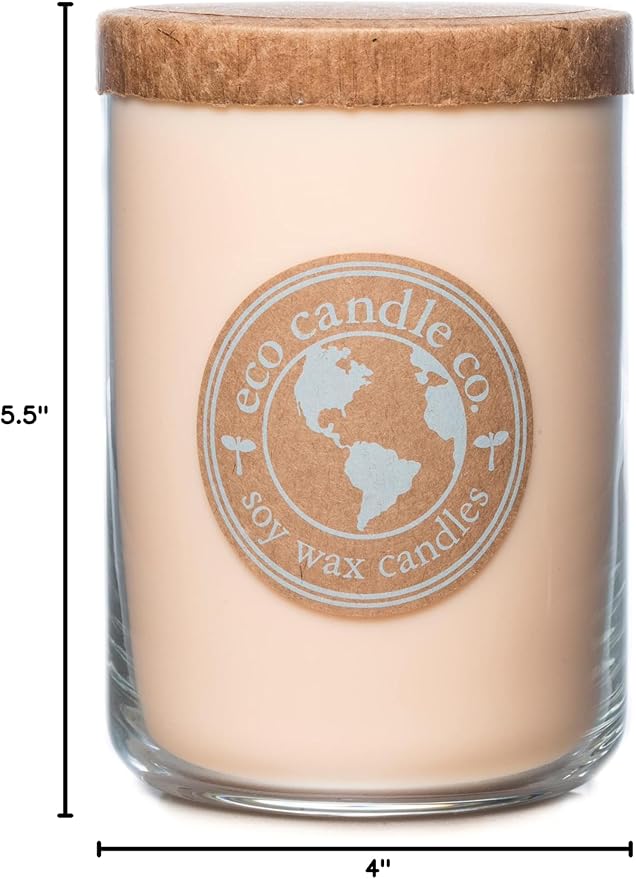 Eco Candle Co. Recycled Candle, Beach House, 26 oz. - Scents of Melons & Ocean Air - 100% Soy Wax, No Lead, Kraft Paper Label & Lid, Hand Poured, Phthalate Free - Bloomnest