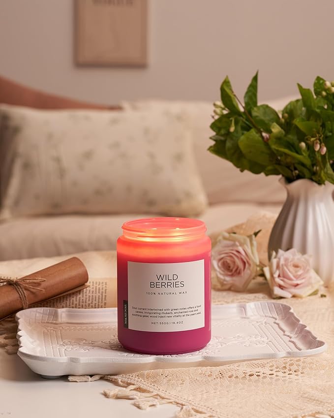 M&SENSE Wild Berries Large Soy Candles for Home Scented Organic Natural Soy Wax Candle 19.4oz 110 Hour Long Lasting, Christmas Holiday Scented Winter Gift for Bedroom Bathroom Home Decor - Bloomnest