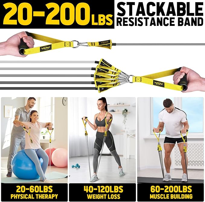 WALITO Resistance Bands Set - Exercise Bands with Handles, Door Anchor, Legs Ankle Straps, for Heavy Resistance Training, Physical Therapy, Muscle Training, Yoga, Home Workouts, Gym - Bloomnest