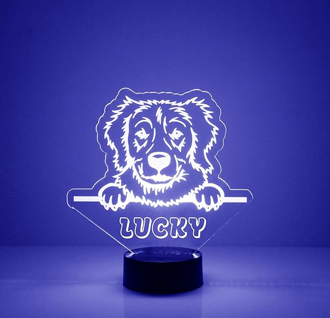 Custom Golden Retriever Dog LED Sign Night Light Lamp with Remote, Light Up Display with Personalized Name or Image, Customized, Made in The USA, Clear Acrylic Home Decor Design, 16 Colors, 4 Modes - Bloomnest