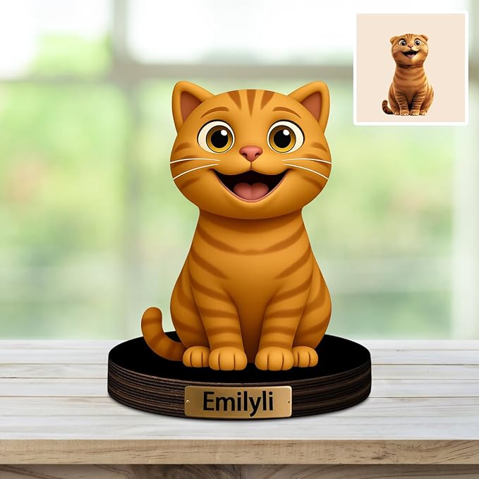 Custom Dog Pet Cat Photo Cartoon Style Desk Decor Photo Frame Sign Plaque, Personalzied Cartoon Portrait Picture Frame for Couple Wedding Family Anniversary Birthday Gifts - Bloomnest