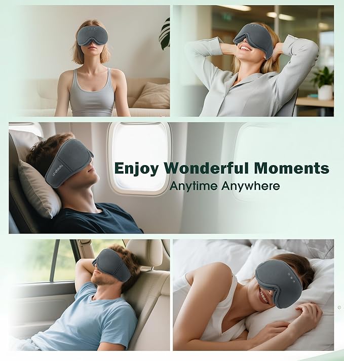 Sleep Mask with Headphones Bluetooth 5.4，LC-dolida 2025 New 3D Bluetooth Sleep Mask Headphones with Soft Bamboo Cotton for Side Sleepers Women Men, Sustainable Luxury for Better Sleep - Bloomnest