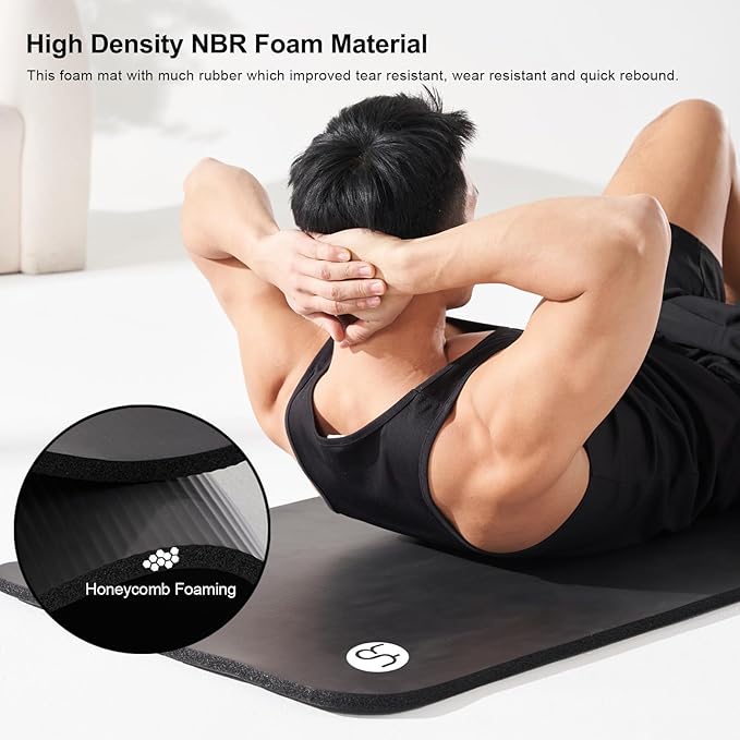 Yoga Mat Thick 1 inch Exercise Mat 76.7"x24" Workout Mats for Home Gym, Non-slip Yoga Mat for Women Men, with Carrying Yoga Bag