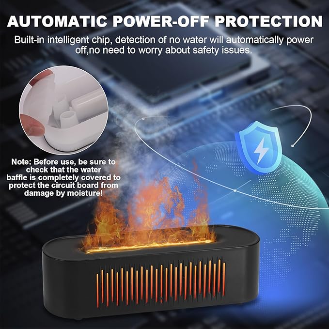 Volcano Humidifier Flame Fire Diffuser: 260ml Super Quiet Essential Oil Diffuser with 7 Colors Flame Light Spray Scent Humidifier with Waterless Auto Shut-Off Protection for Yoga Gym (Black) MINGPINHUIUSFeatured