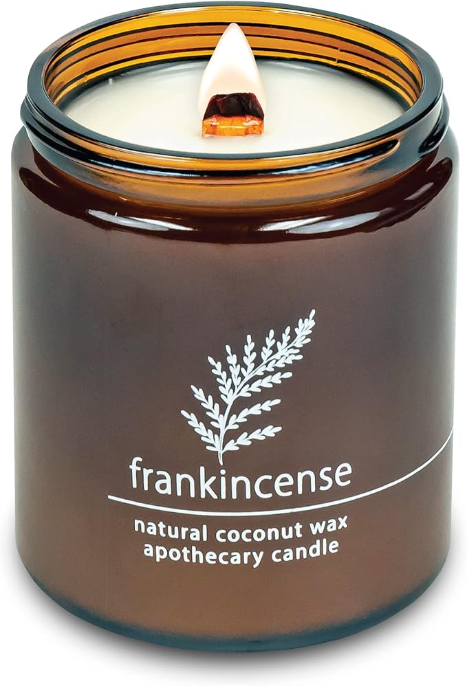Hemlock Park Crackling Wood Wick Candle Handcrafted with Natural Coconut Wax (Standard 8 oz, Frankincense) - Bloomnest