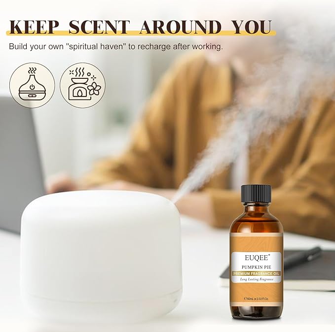 EUQEE Pumpkin Pie Fragrance Oil, Premium Pumpkin Pie Scented Essential Oils with Glass Dropper for Soap & Candle Making, Bath Bombs (2.02 Fl oz/60 ml) - Bloomnest