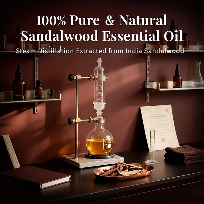 SU JUABA Sandalwood Oil 4 Fl Oz, 100% Natural Aromatherapy Oil for Diffuser,Skincare, Hair Care, DIY Fragrance, and Relaxation - 118ML Bloomnest