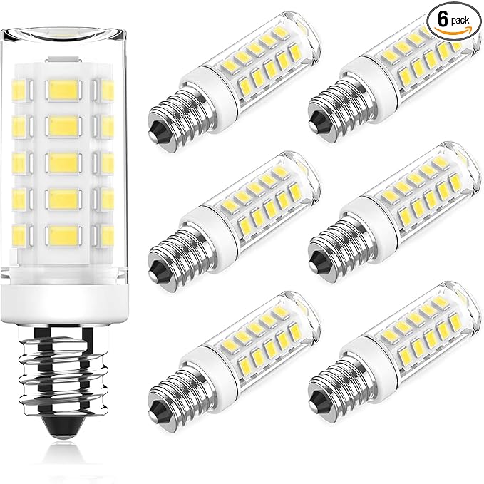 KLG E12 LED Bulb, Mini Candelabra Base, 4W (40W Equivalent), 5000K Daylight White Non-Dimmable, T3/T4 Small Bulb for Ceiling Fan, Chandelier, 6 Pack - Bloomnest
