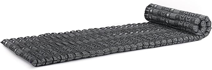 Leewadee - Foldable Floor Mattress - Japanese Roll Up Futon -Trifold Tatami Mat- Guest Floor Bed - Camping Mattress - Thai Massage Mat, Kapok Filled, 75 x 28 inches, Black - Bloomnest
