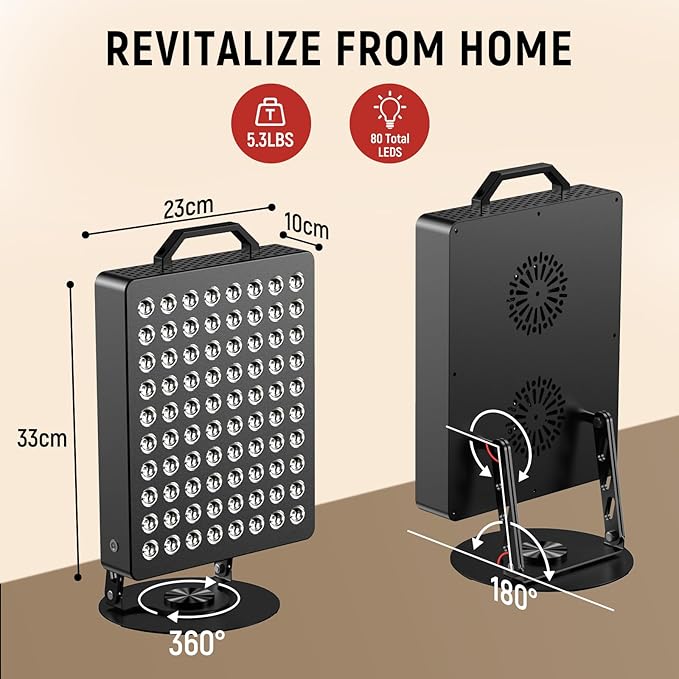 Red Light Therapy for Face and Body, 80 Dual Chip LEDs Lamp,High Power Red Near Infrared Light Therapy Panel, Remote-Controlled with 5 Speed (Wavelengths 660nm and 850nm) Bloomnest
