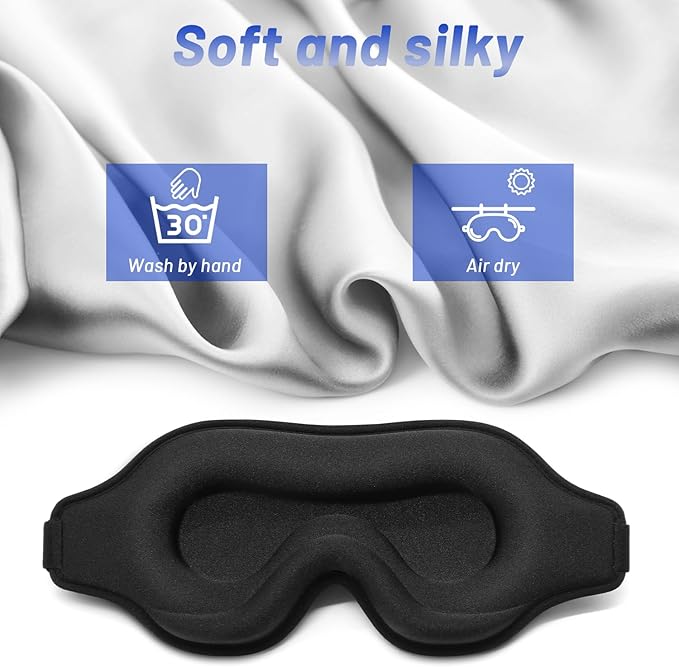 Sleep Eye Mask for Side Sleeper, Lash Extensions 3D Contoured Cup Sleeping Mask for Men Women, Travel Blackout Night Blindfold Eye Shade Cover with Adjustable Strap (Black-Side Sleeper) - Bloomnest