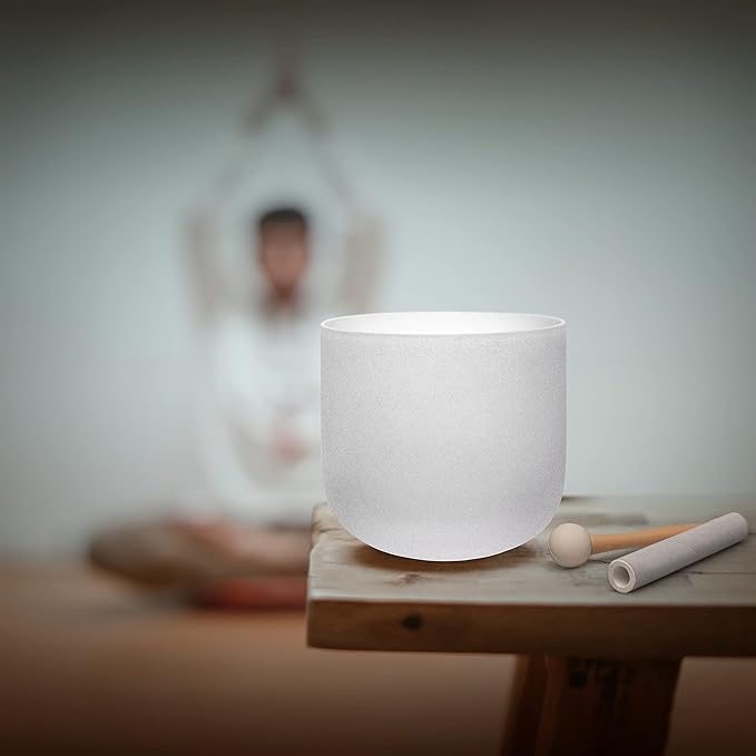 ALIOTH 7" B Note Crystal Singing Bowl Crown Chakra with Suede Mallet for Meditation, Yoga, Chakra Healing & Sound Therapy - Bloomnest