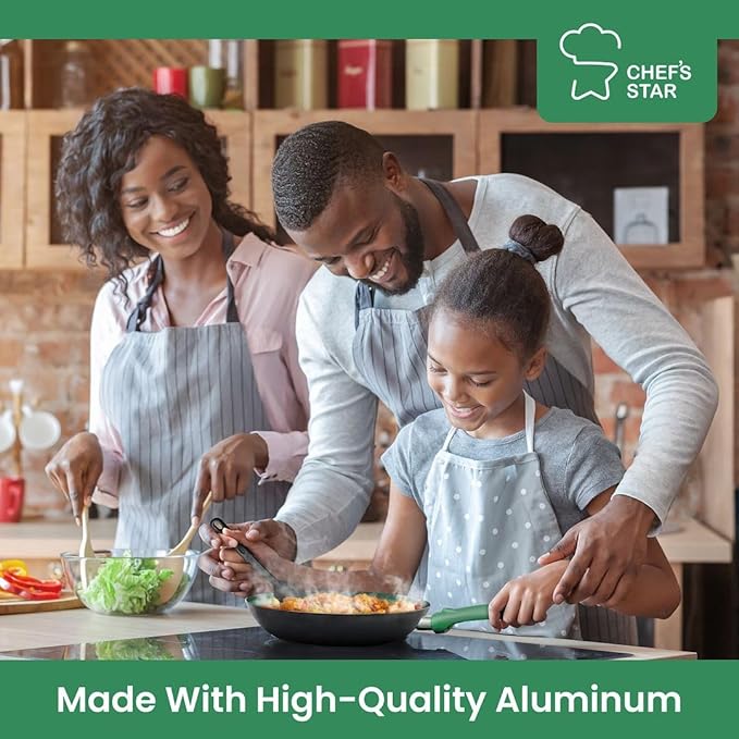 Chef's Star Pots And Pans Set Kitchen Cookware Sets Nonstick Aluminum Cooking Essentials 11 Pieces Green - Bloomnest