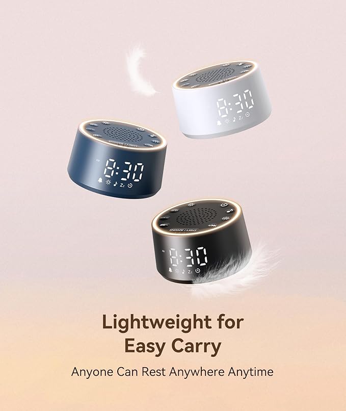 Dreamegg Sound Machine with Nursery Lamp - Sound Machine Baby, Soothing Sounds, Timer, Memory Function, 10 Colour Night Light, White Noise Machine Alarm Clock for Newborn Baby Registry Gift, White - Bloomnest
