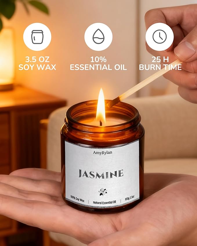 6 Pack Non-Toxic Soy Wax Scented Candles Gift Set, 21oz 120H Long Burn Time, Amber Jar Candles, Gift for Women Unique, Christmas Birthday Self Care Relaxation Spa Aromatherapy Gifts - Bloomnest