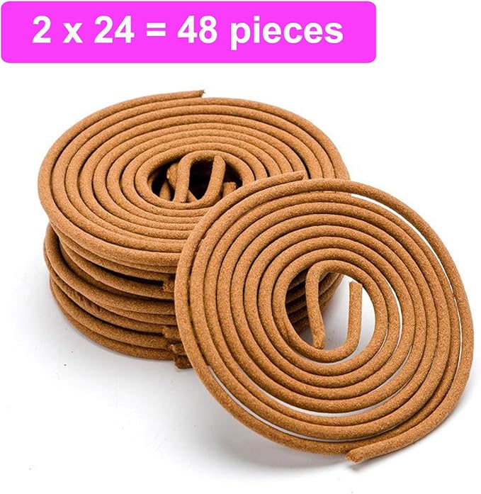 Sandalwood Coils Incense Natural 48 Pieces for Incense Holder Burner Home Decor Indoor Aroma 4 Hours - Bloomnest